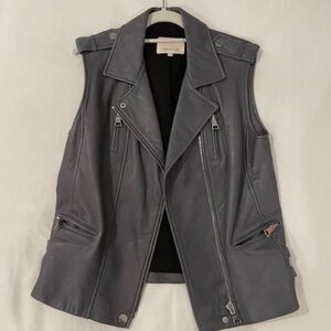 Rebecca Taylor lamb leather Sleeveless Leather Moto Vest - Gray
